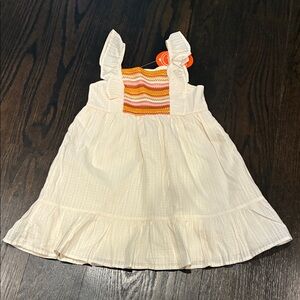 Wonder Nation Cream and Orange Kids Dress